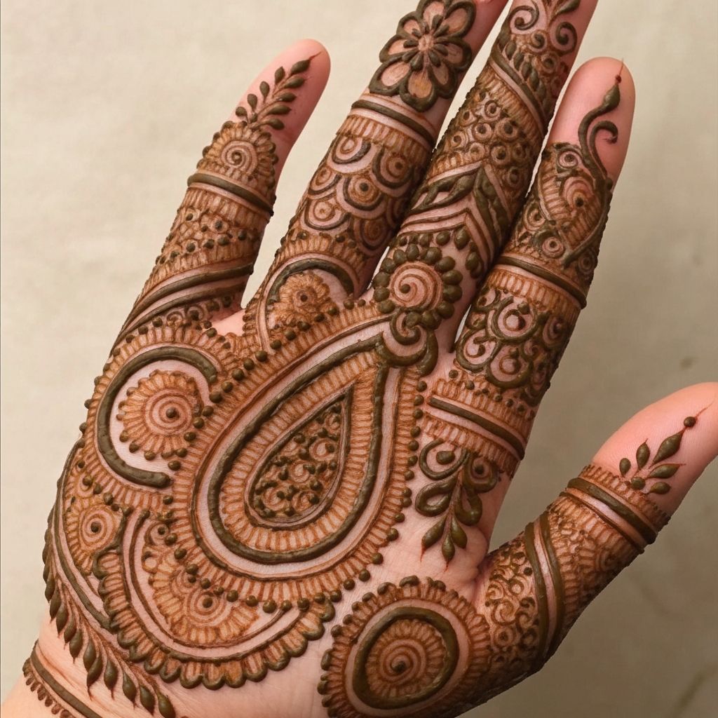 Traditional Indian mehndi with paisley motifs