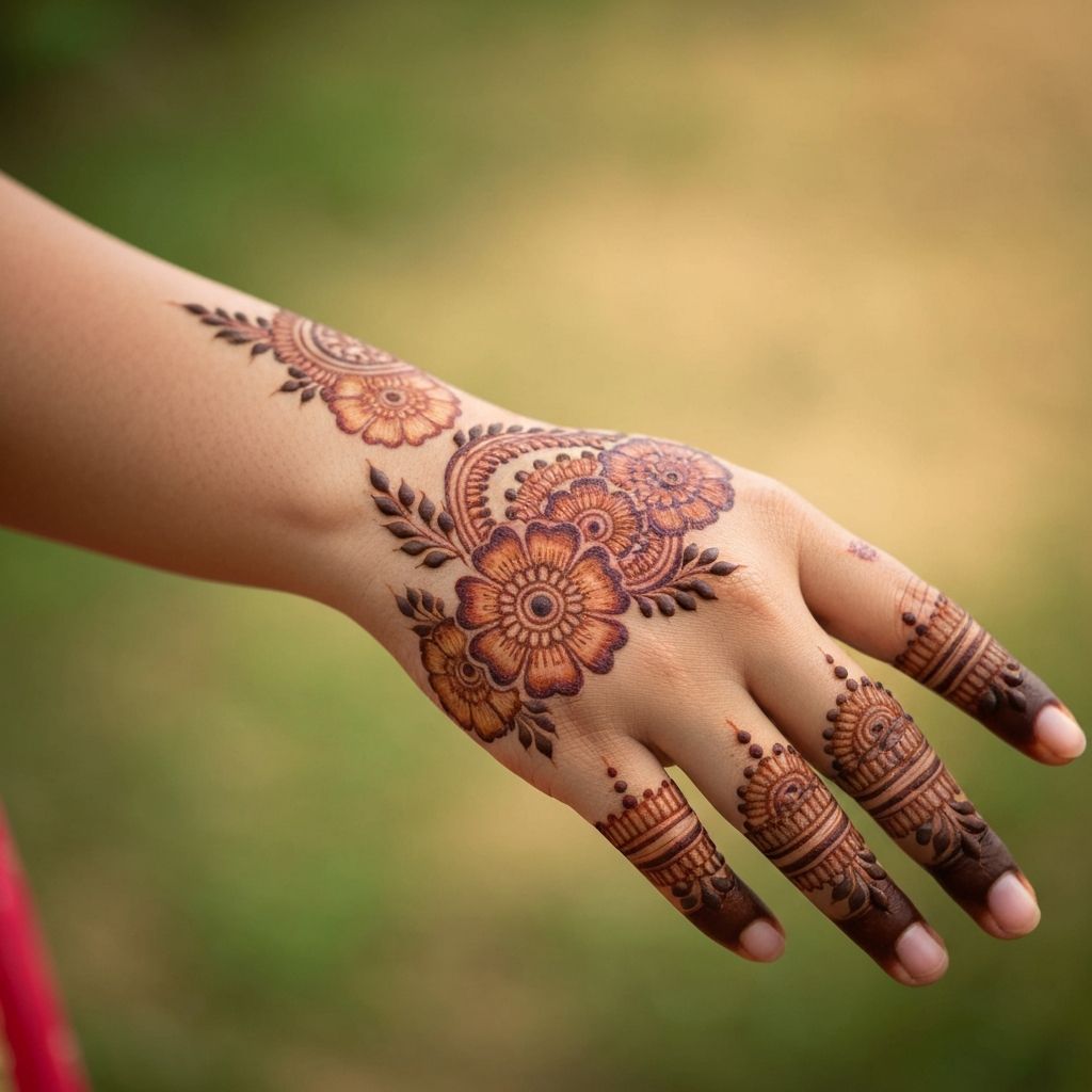 Festival mehndi design on female hand